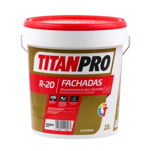TITANPRO R-20 Revestimiento Siliconado Liso Blanco Mate 15 Lts