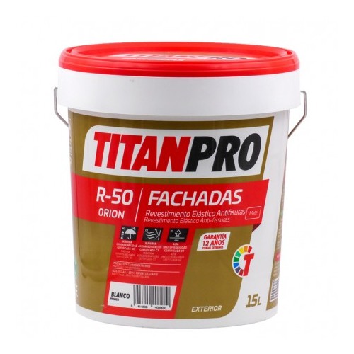 TITANPRO R-50 Revestimiento Antifisuras Elástico Blanco 15 Lts