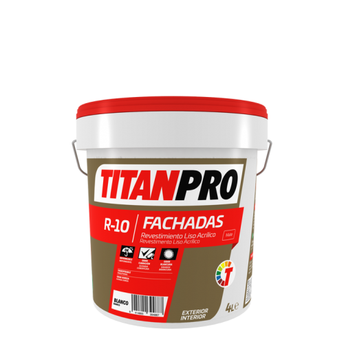 TITANPRO R-10 Revestimiento Exterior Liso Blanco Mate 4 Lts